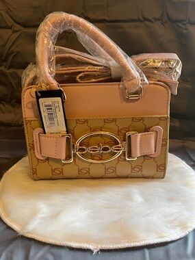 Bebe Pink Logo-Accent Top-Handle Satchel